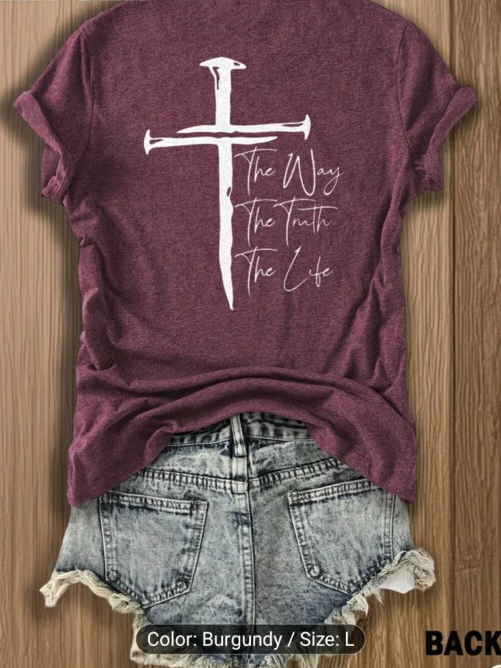 Tee Shirt. The Way The Truth The Life John 14:6 Scripture. Burgundy Size L NWT - Picture 3 of 4